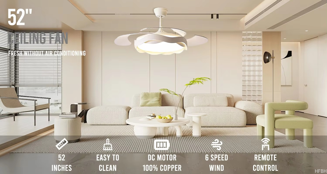 Factory Wholesale  42-Inch High-End Ceiling Fan With Mute Light Simple Short ABS Blades DC Power Source