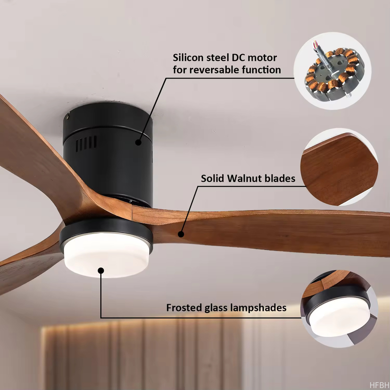 wholesale, manufacturer, factory     Model 657 Modern Design Best Sell 3 Solid Wood Blades 42 52 Inches Ceiling Fan with Light