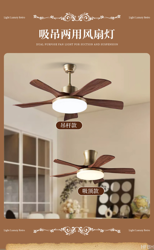 wholesale, manufacturer, factory，batch,tailered, customized     56-Inch Modern Ceiling Fan With Light 5 Blades Black / White For Living Room Remote Control Iron Body DC Motor