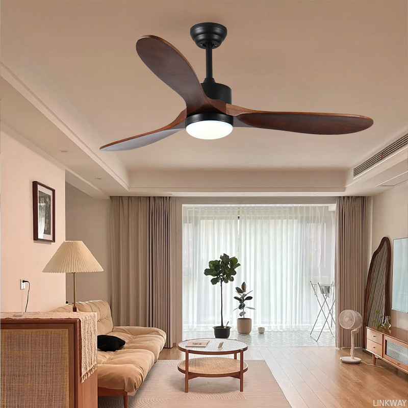 Energy-Efficient Long-Lasting: 52-Inch Solid Wood Ceiling Fan with LED Lighting and Brushless DC Motor