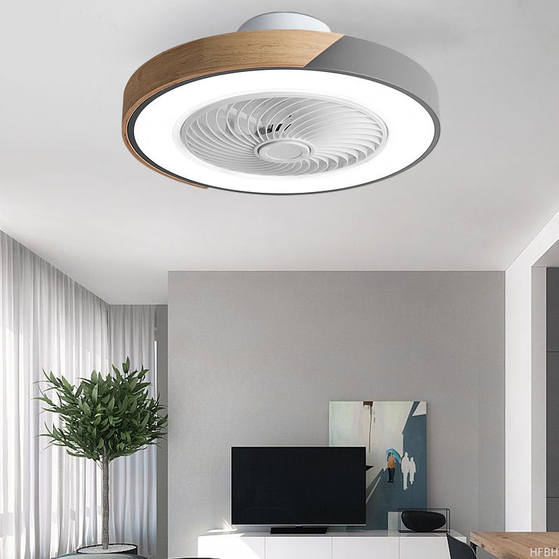HFBH 20-Inch Low Profile Ceiling Fan with ABS Remote Control Small Bedroom Three-Light (Black White Grey) Light Color Options