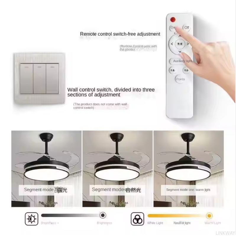 Remote Control LED Ceiling Fan Lights , Modern LED Invisible Ceiling Fan With Light
