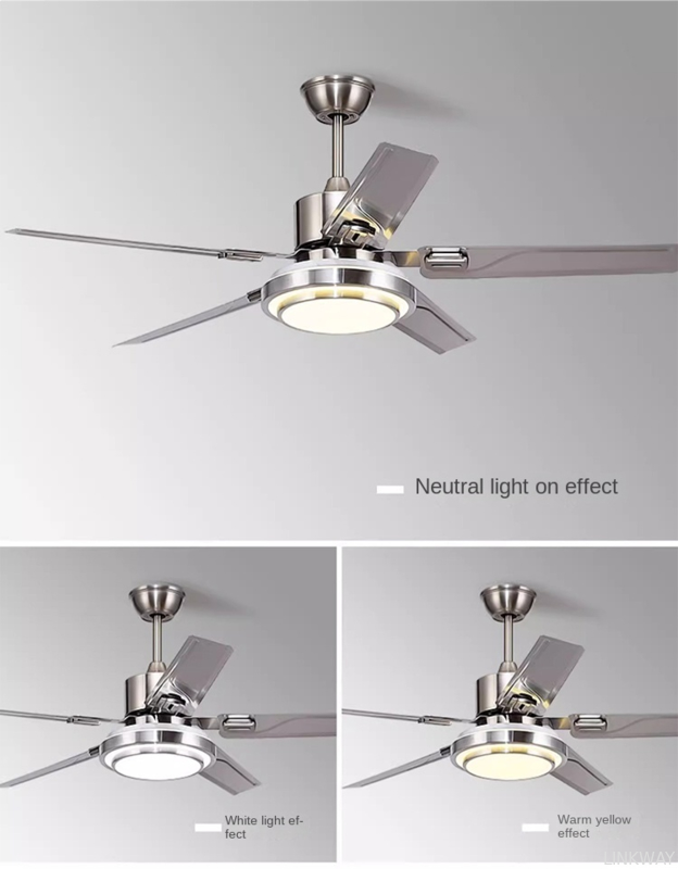 Wooden Ceiling Fan Light Fixtures Remote LED 52 Brushed Nickel Bedroom Living Room