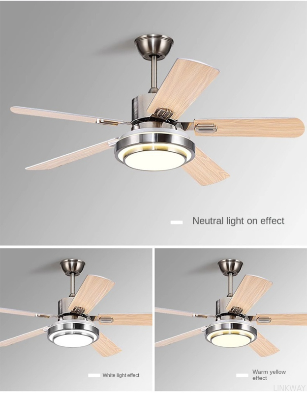 Wooden Ceiling Fan Light Fixtures Remote LED 52 Brushed Nickel Bedroom Living Room