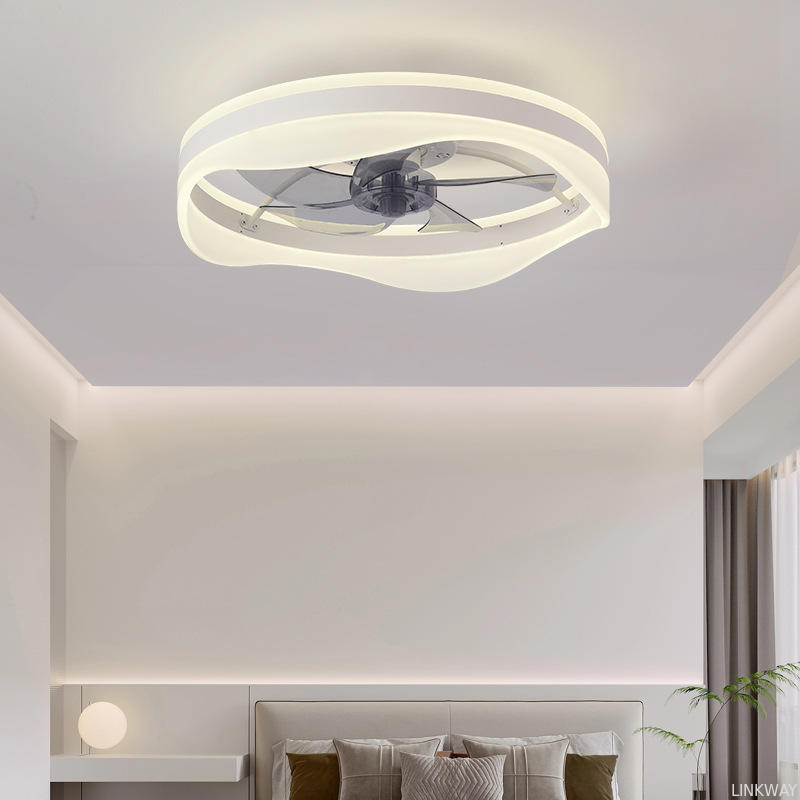 Modern LED Ceiling Fan Lamp for Bedroom with Mute Frequency Conversion 110V-220V Japanese American Regulations Iron Wood Body