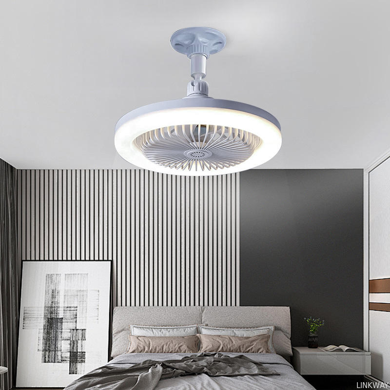 Modern Design LED Ceiling Light with Remote Control Fan E27 for Luxury Indoor Decor in Bedroom Hotel ABS Lamp Body Living Room