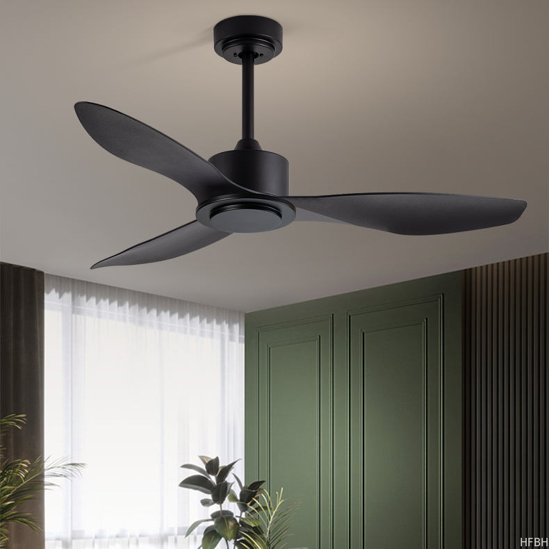 Mute Interior Office Home Remote Control ABS 3 Blades White Black Modern 48 Inch Ceiling Fan