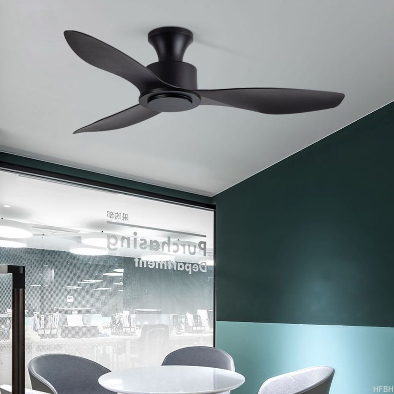 Mute Interior Office Home Remote Control ABS 3 Blades White Black Modern 48 Inch Ceiling Fan