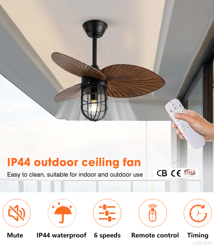 Custom Dining Room Ceiling Fans Remote Control ABS Retro Smart Home Ceiling Fan Light