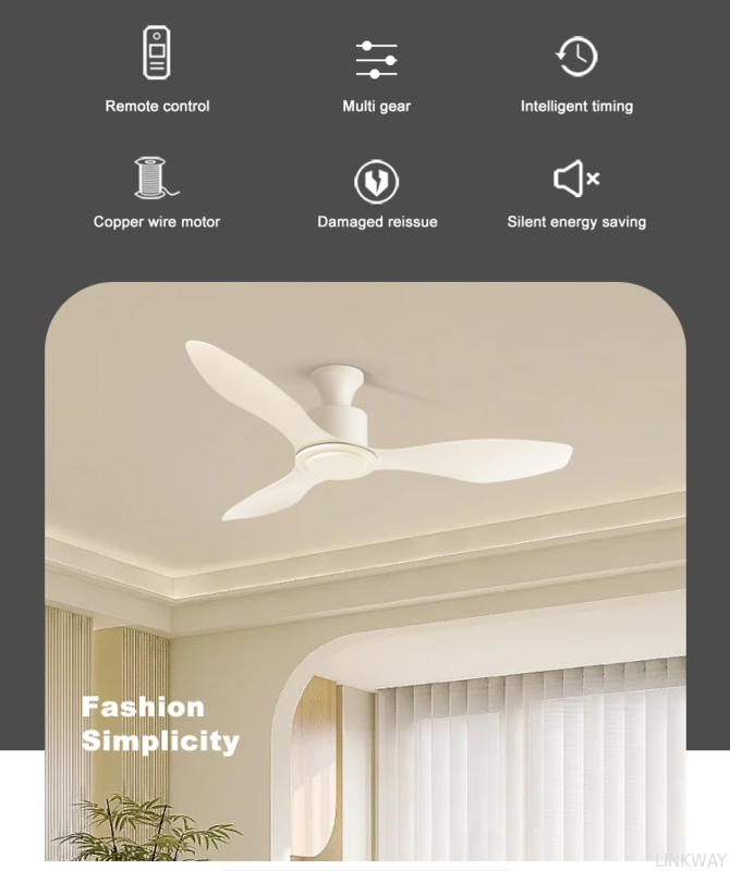 wholesale  factory Model 630 Modern Design 48 Inch Ceiling Fan with White ABS Blade
