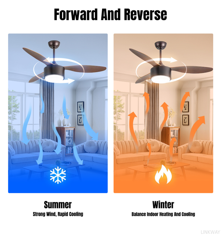 Pop Style Solid Wood Ceiling Fan With DC Motor And LED Light