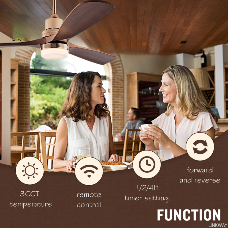 Solid Wood Leaf Ceiling Fan Remote Control Ceiling Fan With Light