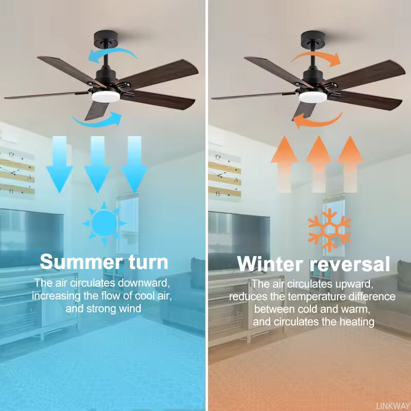 52 Inch Modern Black Ceiling Fan 5 Deep Walnut Blades Quiet Reversible DC Motor LED Ceiling Fan with Light Large Ceiling Fan