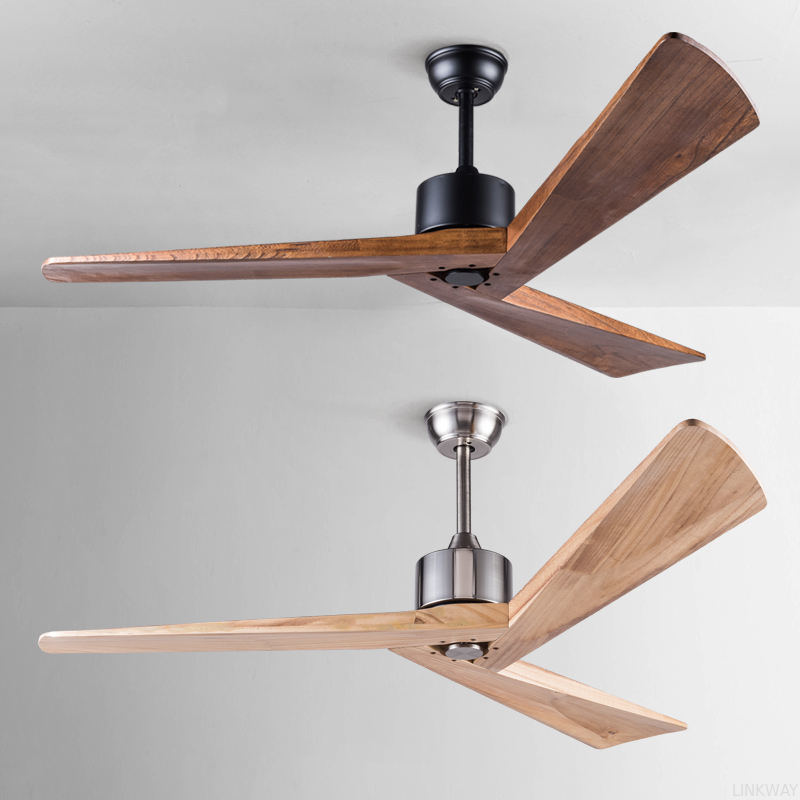 Cross Border New DC Frequency Conversion 42 Inch Ceiling Fan Nordic Modern Log Retro Fan Lamp Ventilador De Techo