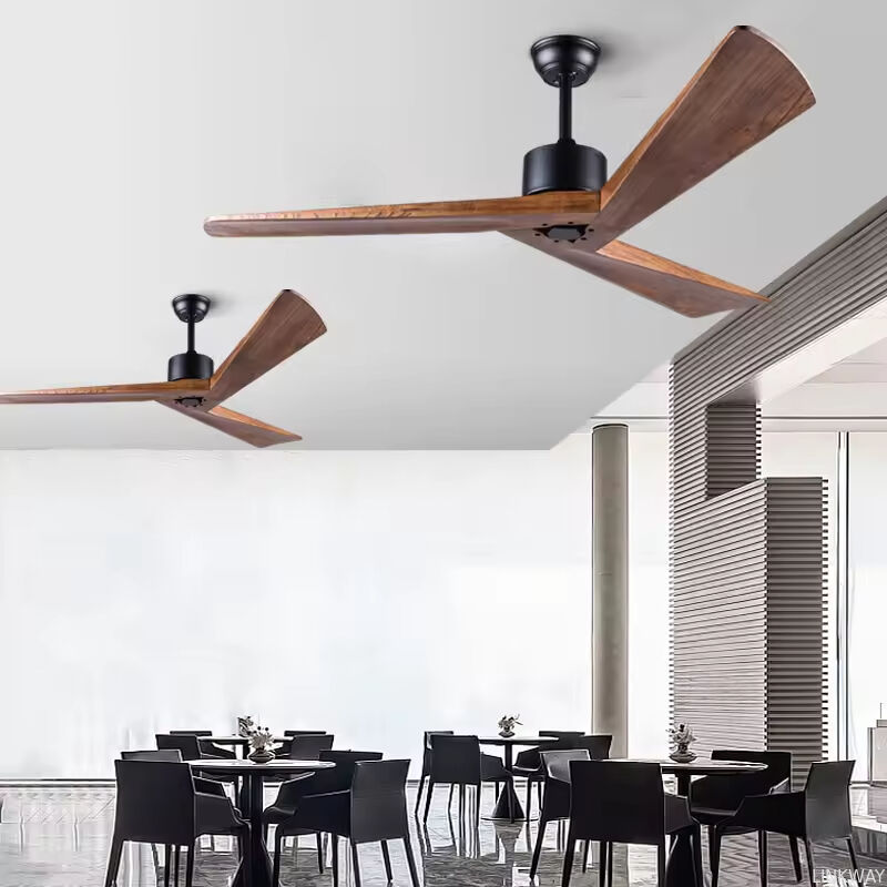 Cross Border New DC Frequency Conversion 42 Inch Ceiling Fan Nordic Modern Log Retro Fan Lamp Ventilador De Techo