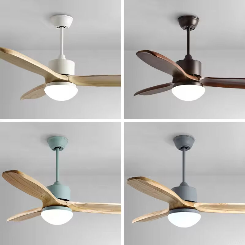 Wholesale 52 Inch Vintage Decor Wood Fan Ceiling Electric Solid Wood Blades Ceiling Fan With Ventilador De Techo Con Luz