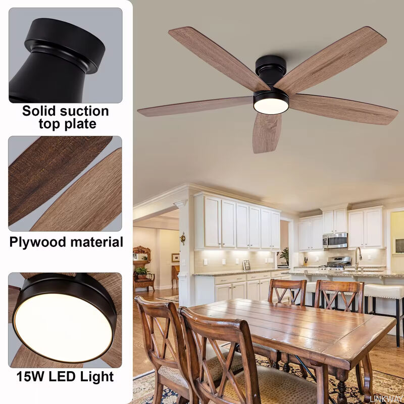 Reversible Fan Lamp Plywood 3 5 Blade Ceiling Fan With Light 52 Inch Led Ceiling Fan With Light and Remote Control for Home