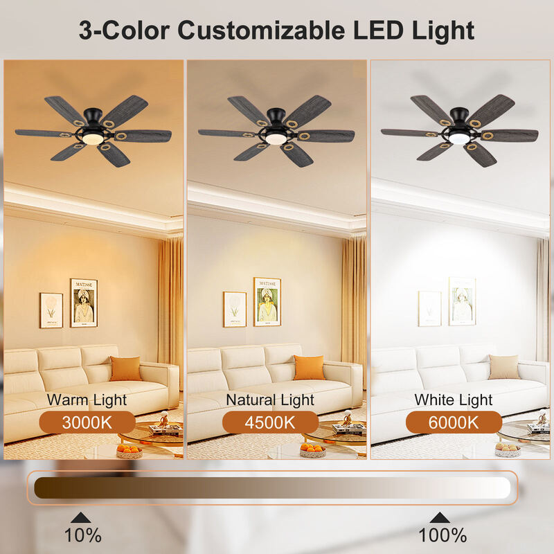 Low Profile Ceiling Fan 72 Inch Industrial Large Ceiling Fan Modern Designer Ceiling Fans with LED Light and Remote Control