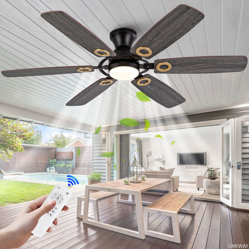 Low Profile Ceiling Fan 72 Inch Industrial Large Ceiling Fan Modern Designer Ceiling Fans with LED Light and Remote Control