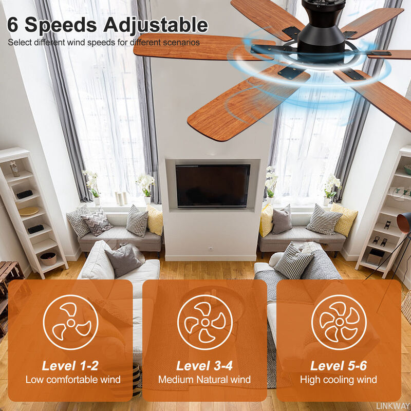Low Profile Ceiling Fan 72 Inch Industrial Large Ceiling Fan Modern Designer Ceiling Fans with LED Light and Remote Control