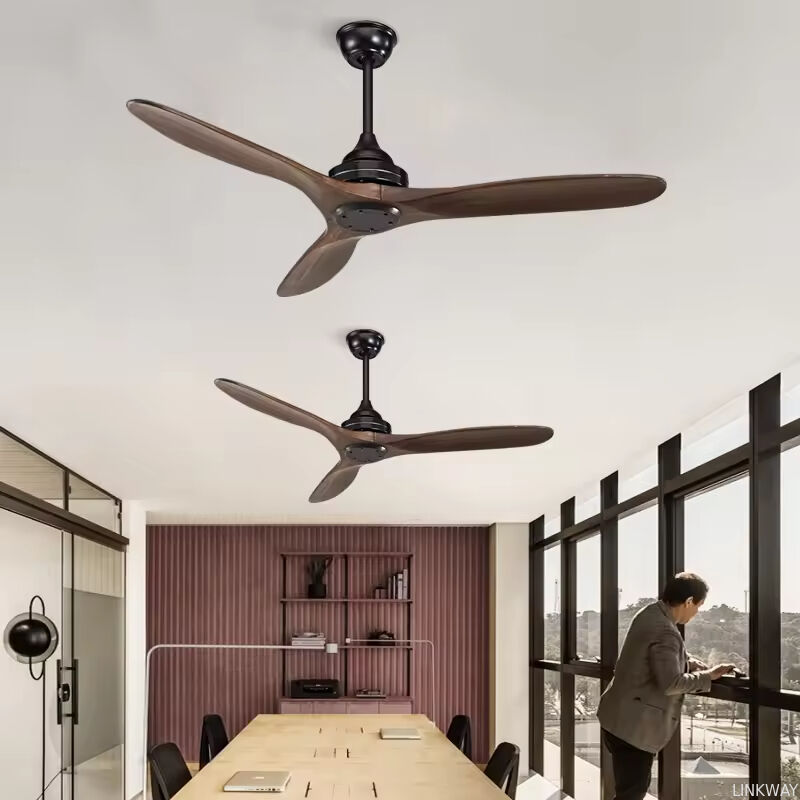 European Style 52 Inch Ceiling Fan Energy Efficiency Solid Wood Blade Ceiling Fan With Dc Motor Ventilador De Techo Con Luz