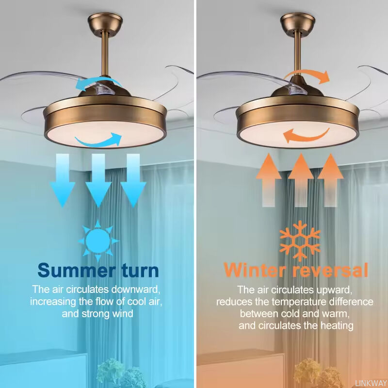 Wholesale Custom 48'' Chandelier 4 Blades Moto Retractable Invisible Led Ceiling Fan With Light and Remote Control