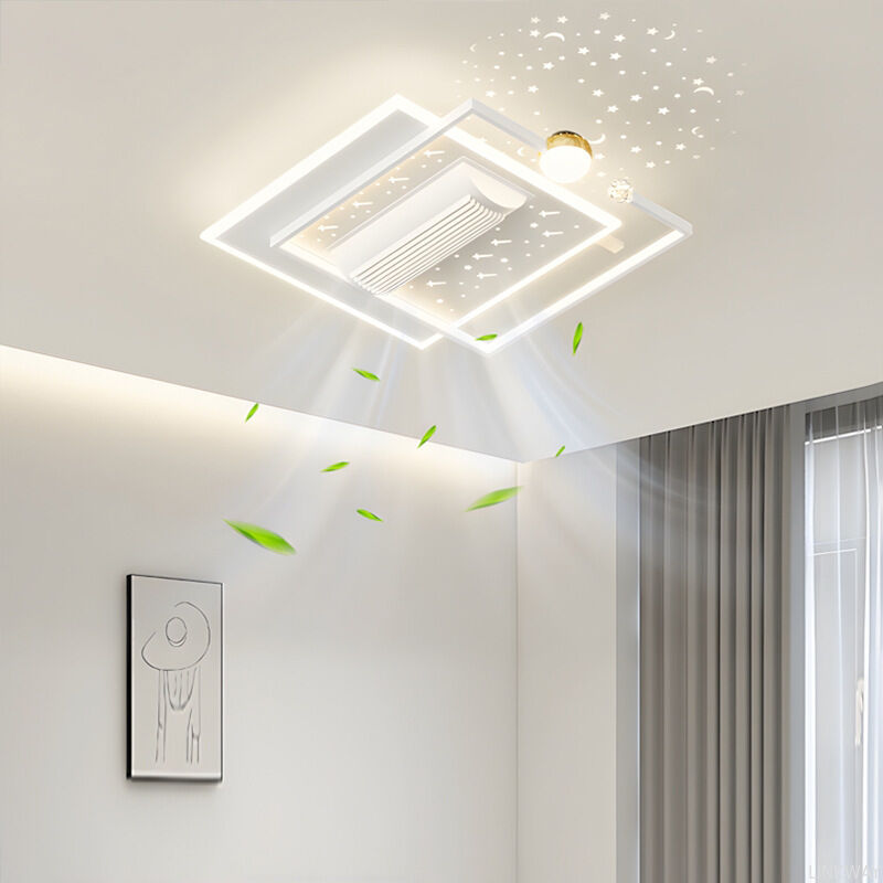 Modern 220V LED Fan Light Ceiling Fan Ultrathin Bladeless Design Remote Control Iron Body Indoor