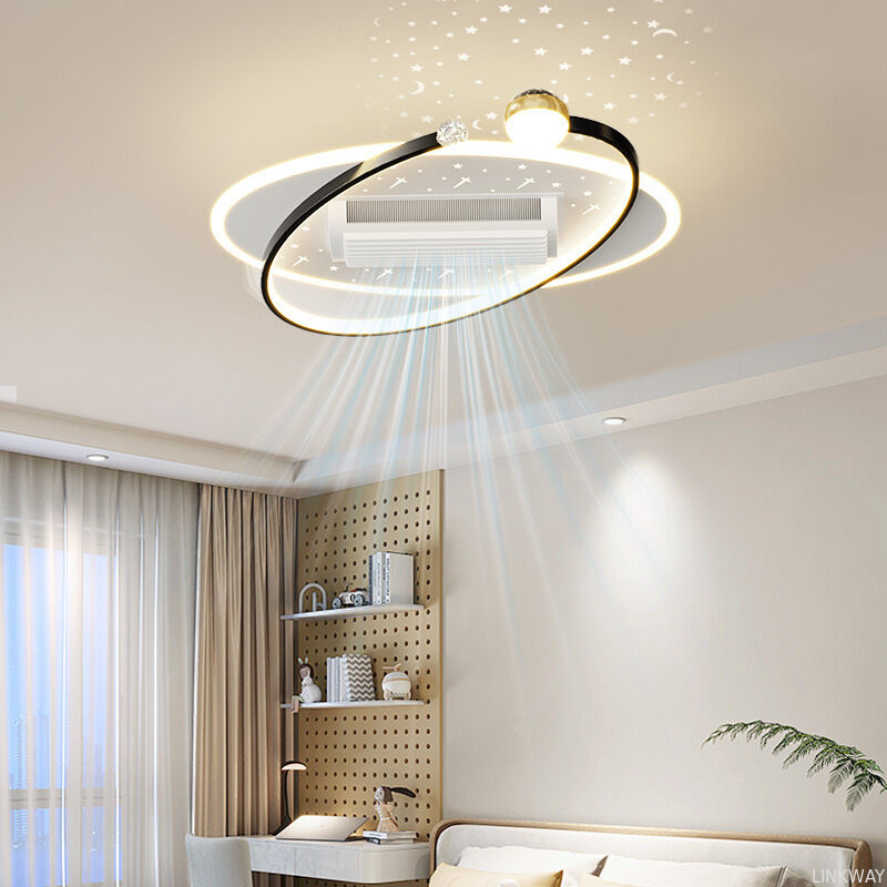 Modern 220V LED Fan Light Ceiling Fan Ultrathin Bladeless Design Remote Control Iron Body Indoor