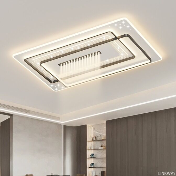 Modern Leafless LED Ceiling Fan with Remote Control Package Acrylic Lighting for New Living Room and Bedroom Whole House