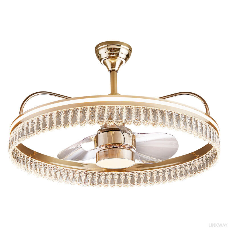 Modern Luxury Crystal Fan Lamp for Bedroom 2026 Trending Invisible Ceiling Fan LED DC Integrated Electric Wind Shaking Head