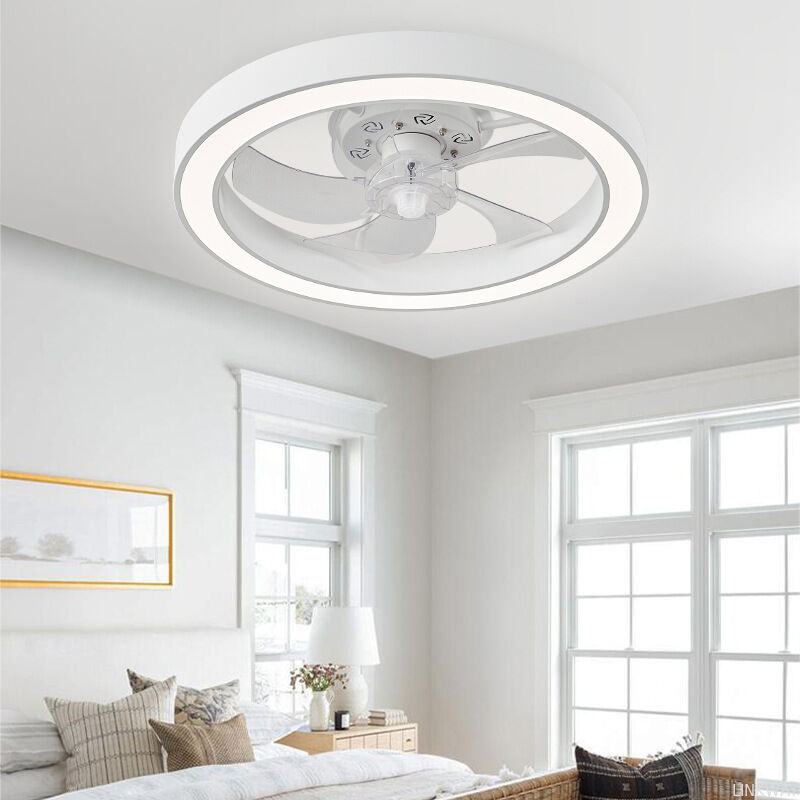 2026 Modern Minimalist LED Ceiling Fan Lamp Ultra-Thin Invisible Electric Fan for Bedroom Dining Room DC Remote Control 220V