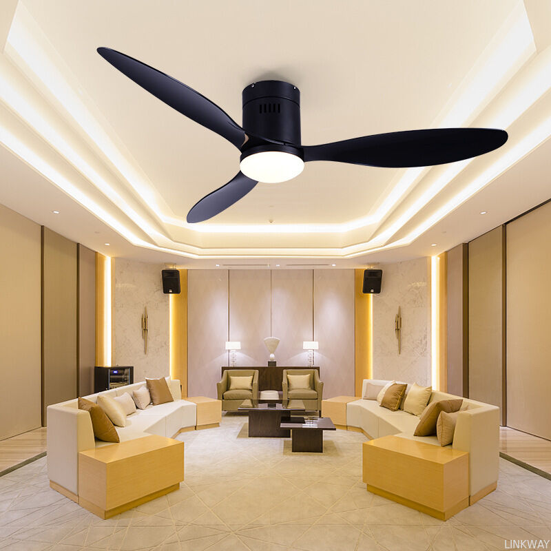 Industrial Style Energy-Saving 52 Inch 3 ABS Blades Ceiling Fan Dimmable Light Remote Control