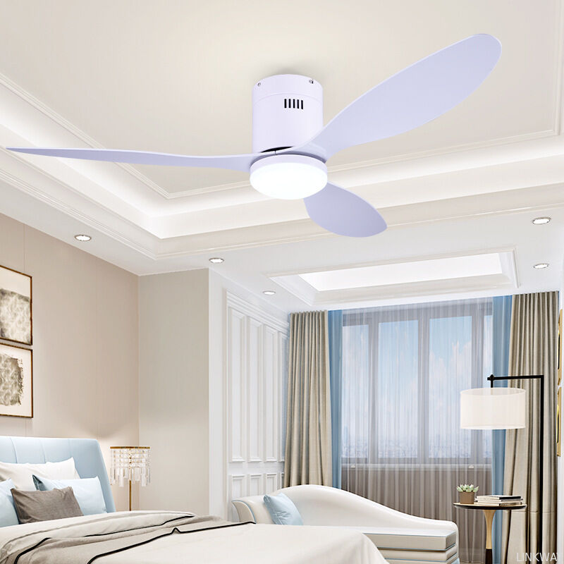 Industrial Style Energy-Saving 52 Inch 3 ABS Blades Ceiling Fan Dimmable Light Remote Control