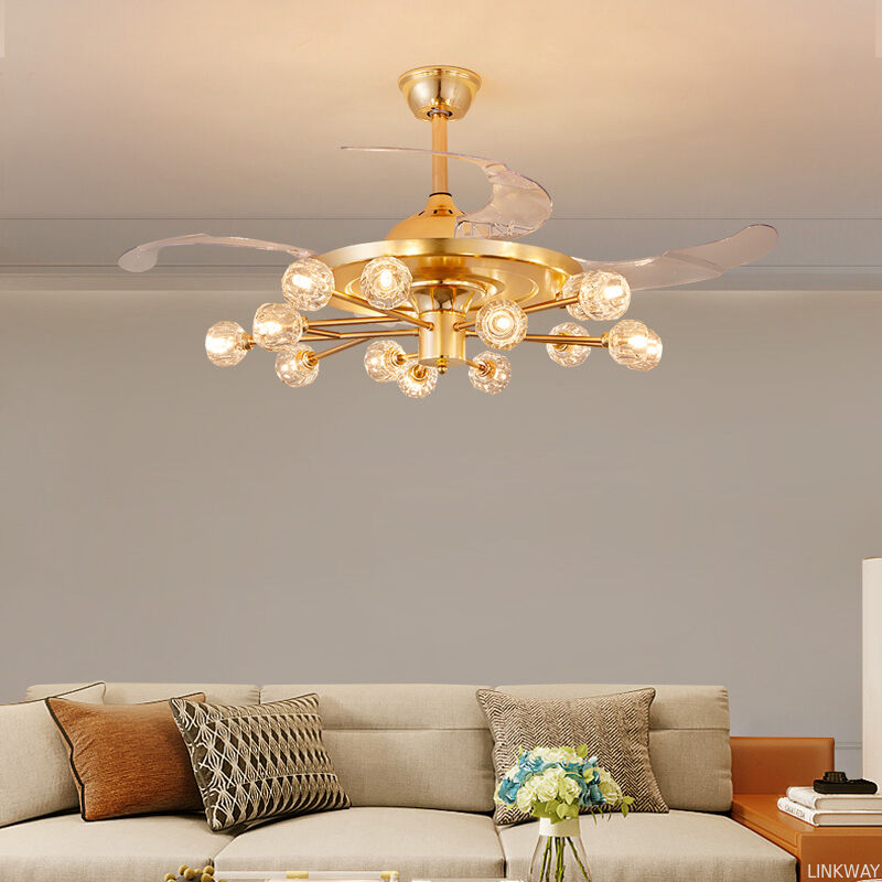 Modern Simple Nordic DC LED Firefly Ceiling Fan Chandelier Remote Control Dimmable 6-Speed for Bedroom Restaurant Living Room