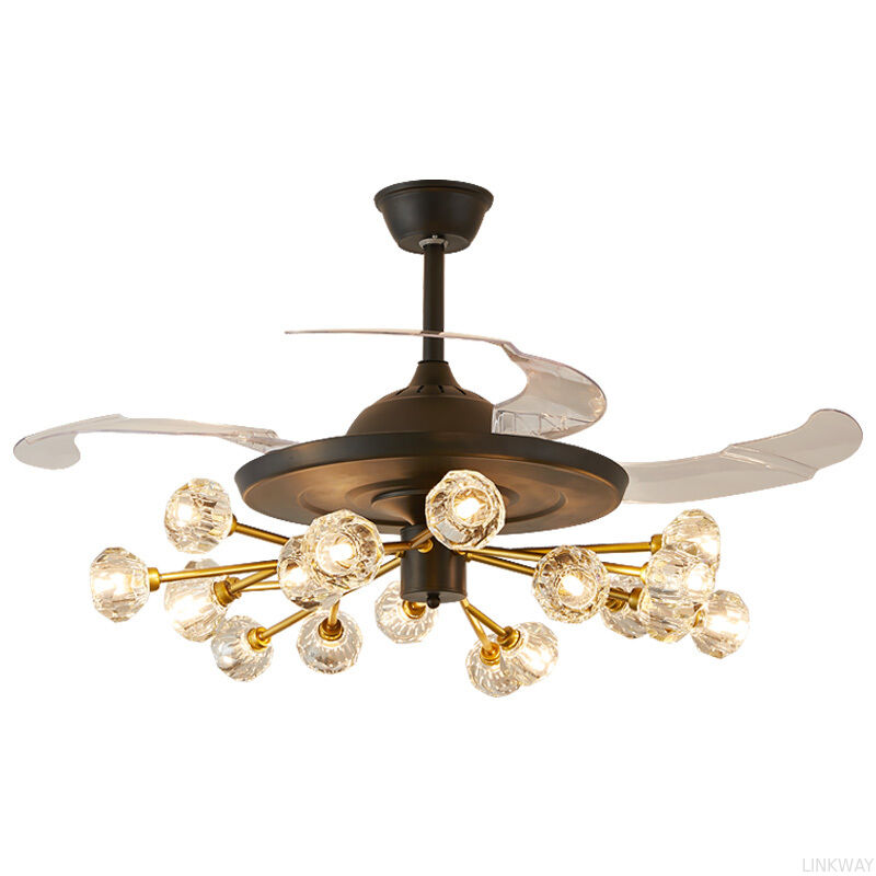 Modern Simple Nordic DC LED Firefly Ceiling Fan Chandelier Remote Control Dimmable 6-Speed for Bedroom Restaurant Living Room