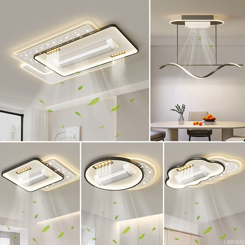 Modern Leafless LED Ceiling Fan Lamp Energy-Saving AC Motor Remote Control Silent Lighting Living Dining Bedroom Flush Mount