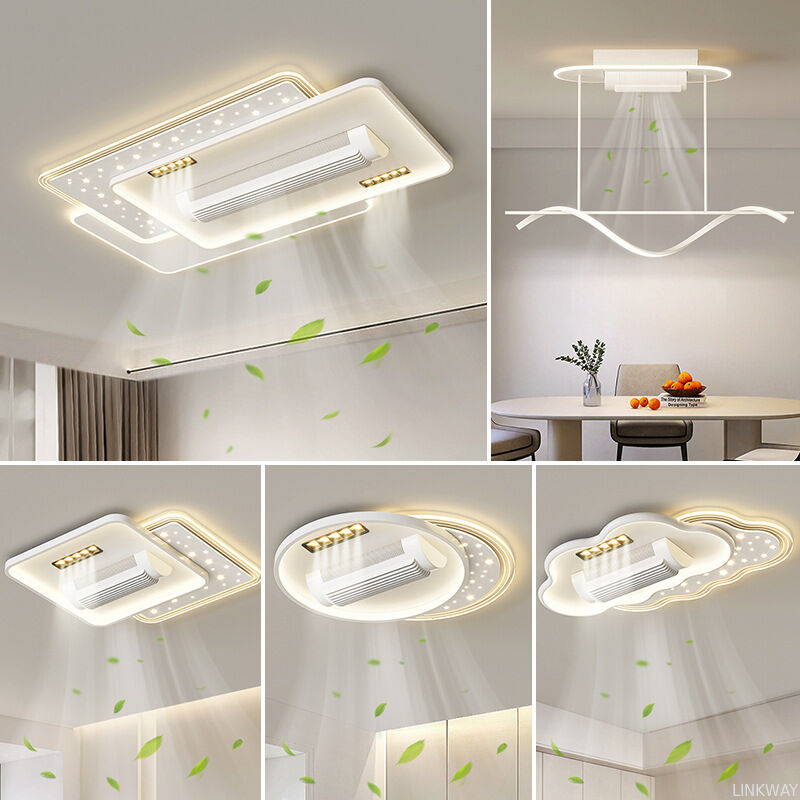 Modern Leafless LED Ceiling Fan Lamp Energy-Saving AC Motor Remote Control Silent Lighting Living Dining Bedroom Flush Mount