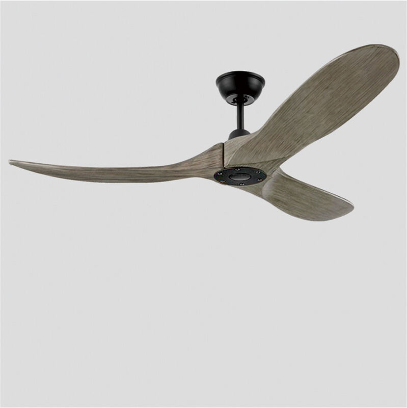 Solid Wood Blades Copper Wire Motor Retro Minimalist Living Room Dining Room Bedroom Quiet Inverter Ceiling Fan with Remote