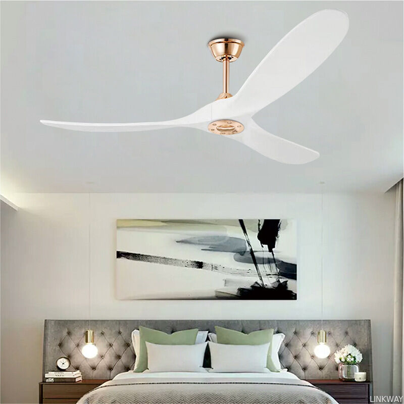 Solid Wood Blades Copper Wire Motor Retro Minimalist Living Room Dining Room Bedroom Quiet Inverter Ceiling Fan with Remote