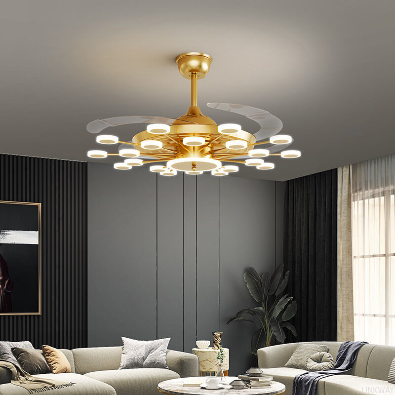 Luxury Fancy Nordic Living Room Chandelier Modern for High Ceiling Smart Celling Fan Silent 360 Degree Ceiling Fan LED