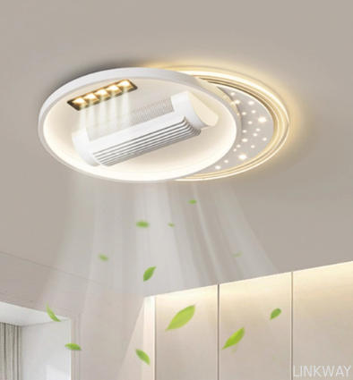 Bladeless Ceiling Lights with Fan and Remote Control Recessed Modern Ceiling Fan with Inverter Fan and Dimmable Light