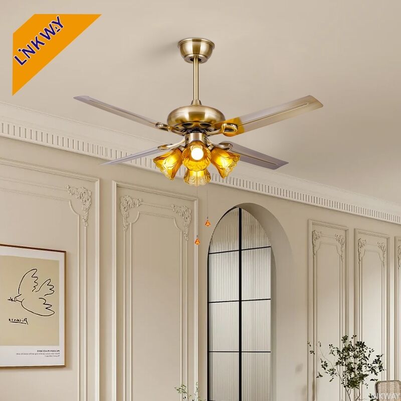 Linkway Classic US Design Air Cooling Fan Chrome Nickel Metal Blade Remote Control Electric Power Source for Household Hotel Use