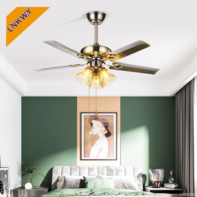 Linkway Classic US Design Air Cooling Fan Chrome Nickel Metal Blade Remote Control Electric Power Source for Household Hotel Use