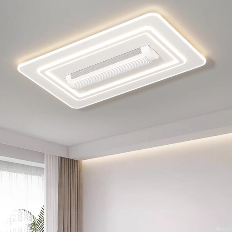 Modern Iron LED 6-Speed Dimmable Smart Bladeless Ceiling Fan with Light and Remote for Hotel Bedroom Decor