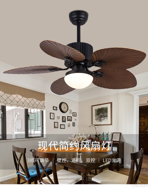 42 Inch Fancy Air Cooling  Decorative New Style Palmate Leaves 4 ABS Blades Ceiling Fan, Include Pull Chain Control