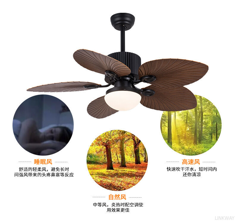 42 Inch Fancy Air Cooling  Decorative New Style Palmate Leaves 4 ABS Blades Ceiling Fan, Include Pull Chain Control