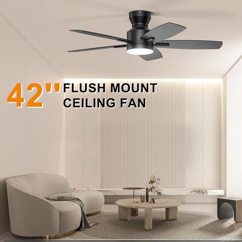 Indoor Decor Ceiling Fan 42 Inch DC Inverter Ceiling Fan 6 Speed/5 Piece Plywood Blades Ceiling Fan with Remote Control