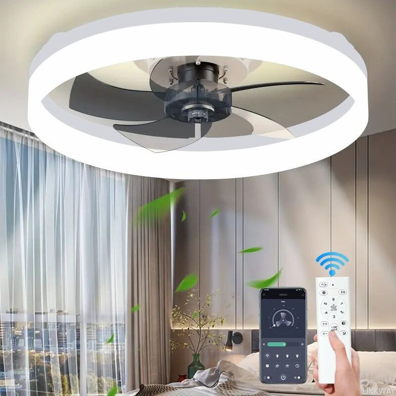 Japanese American Luxury LED Ceiling Fan Light Cross-Border Accessible for Bedroom Restaurant Wide Voltage Frequency Conversion