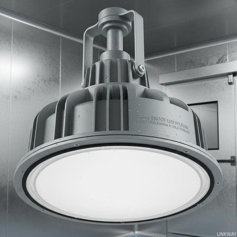 Downrod Mount Damp Proof LED Ceiling Light Durable Waterproof Fixture Perfect for Food Processing Areas and Cold Storage