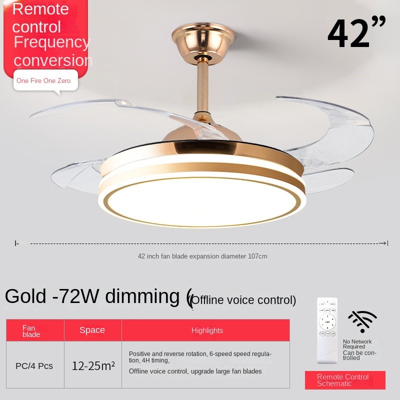 Wholesale factory Crystal Chandelier Ceiling Fan 52 Inch Bluetooth Mute Ceiling Fan Remote Control